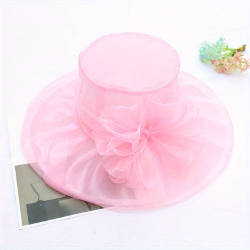 Foldable Flower Organza Sun Hat Solid Mesh Breathable Travel Beach Hats