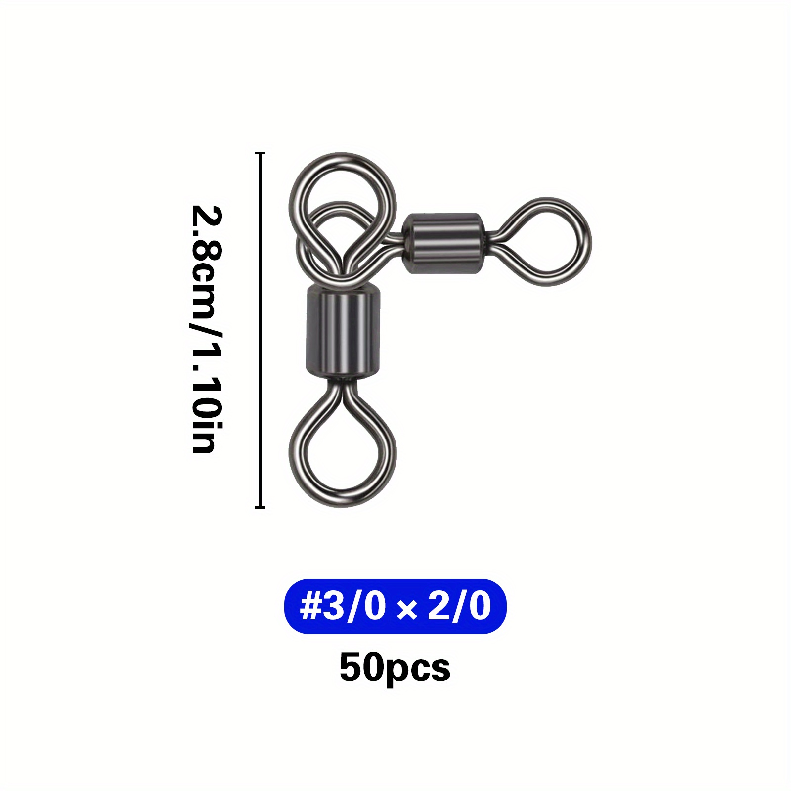 Goture 3 Way T-Turn Fishing Swivels,100PCS Rolling Ball Bearing