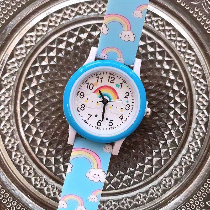 Cartoon wolk ronde wijzer quartz horloge schattig siliconen Temu