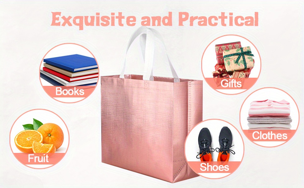 Glossy Reusable Grocery Bags Reusable Gift Bags With Handles - Temu