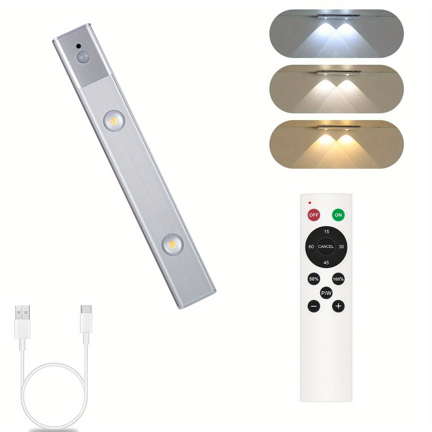 2 Wireless Remote Control LED Light Self Adhesive Dimmer Closet Lamp Multi Color