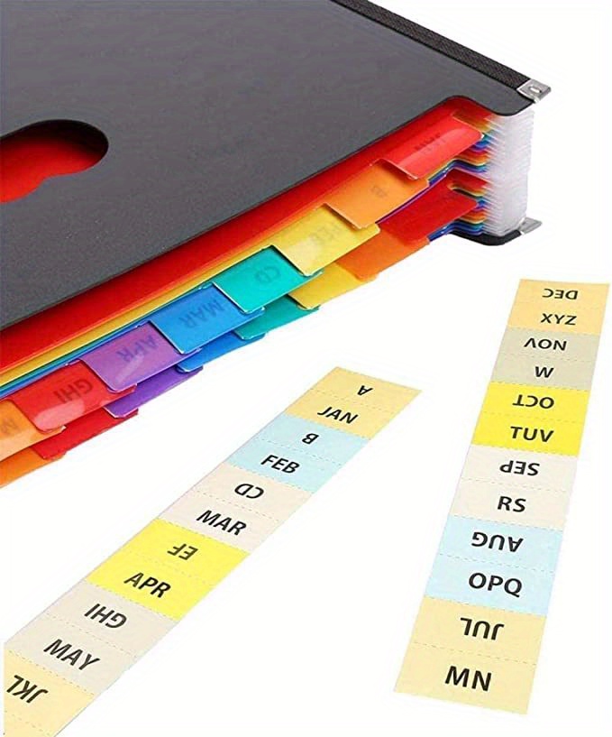 Dossier de fichiers étendu à 24 poches avec couvercle, 2 stylos