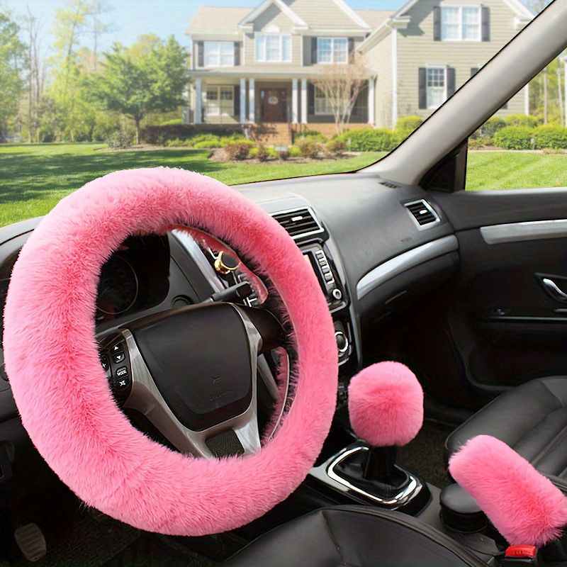 Cubre Volante Rosa Peluche Para Auto Femenino