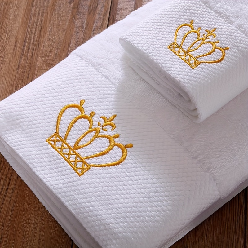 Crown Diamond White Cotton Large Bath Towel Hotel SPA Club Sauna Beauty  Salon Free Custom Embroidery