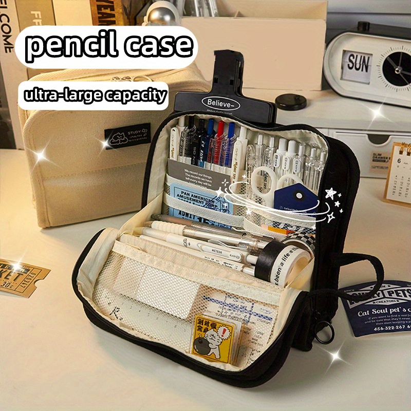 School Pencil Cases Standing Stationery Bag Folding Pencil Case Large Pencil  Case Stationery Pouch Mobile Phone Stand Holder Pencil Pouch Girls Boys S