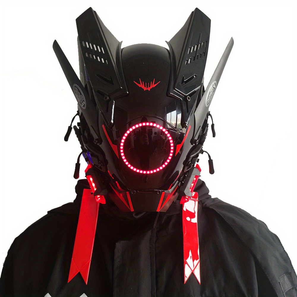 Fashion Cool Punk Style Mask Luminous Light Mask Street Style Cyberpunk Masks for Cosplay, Photography, Halloween Parties,Temu