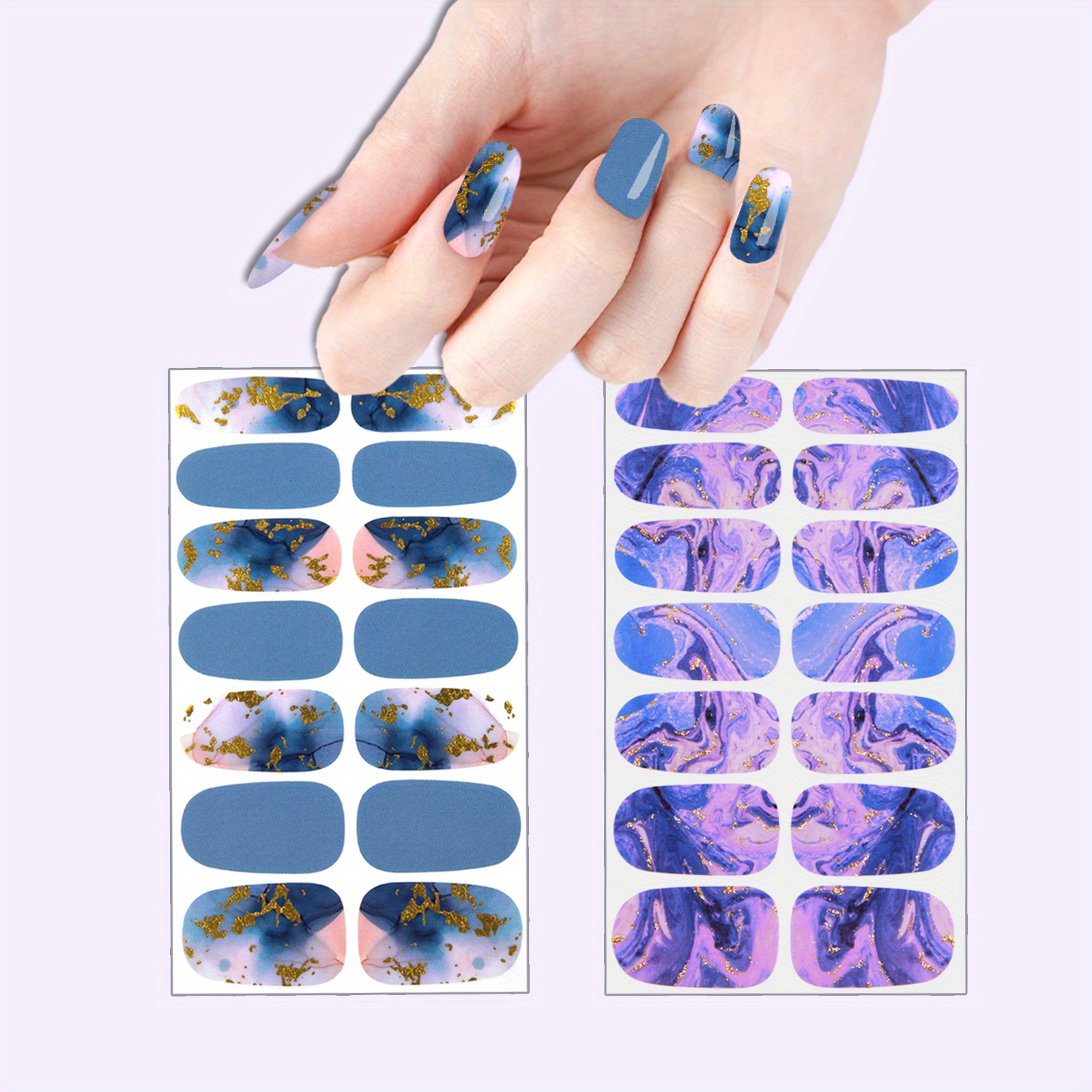 2 Sheets Full Cover Nail Stickers for Creative Nail Art