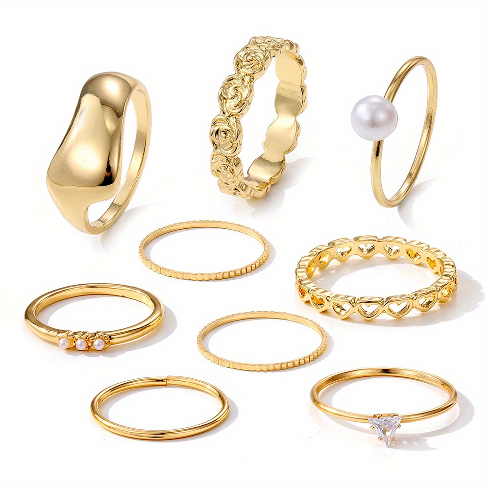 Y2k Rings Gold Rings Set For Women Colorful - Temu