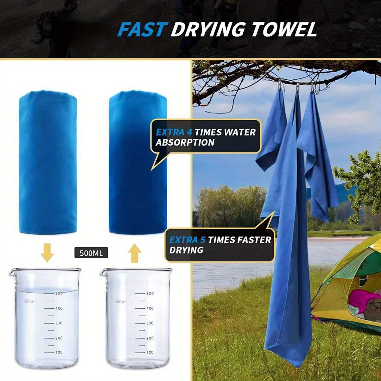 3pcs Double-sided Velvet Quick Drying Towels, Microfiber Fitness Sports Beach Towels, Swimming, Hiking, Vacation Camping Towels, Soft Lightweight Portable Bath Towels For Adults