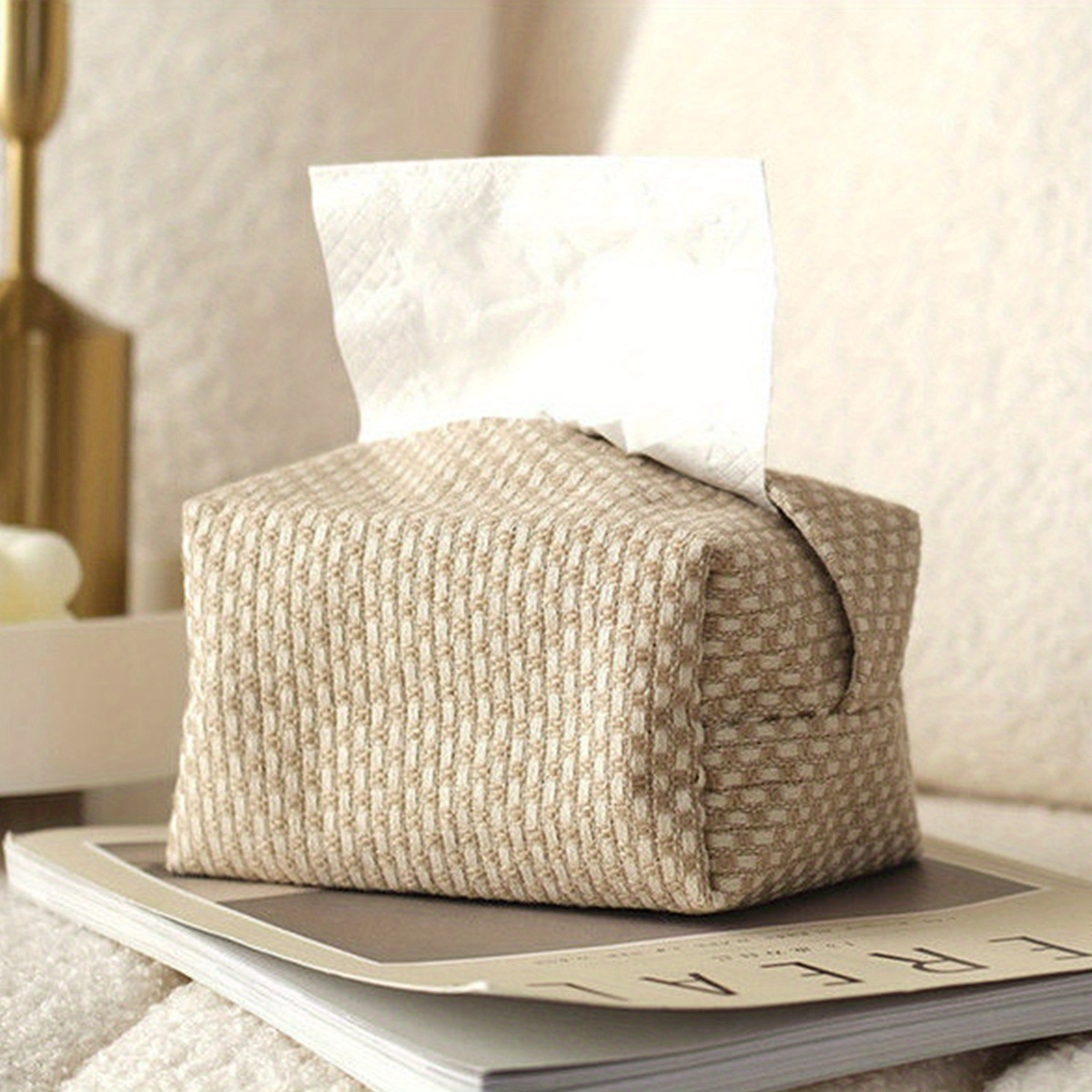 1PC Cotton Linen Blend Tissue Paper Storage Bag Napkin Holder Box Bedroom  Decor