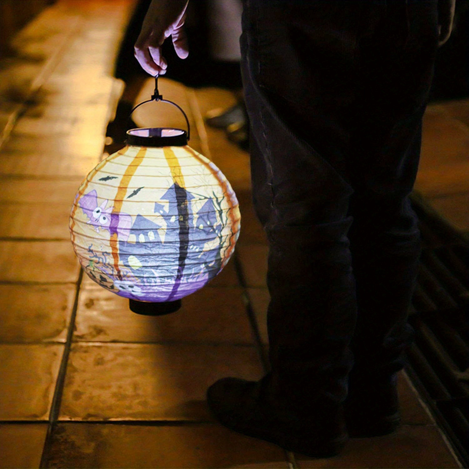 Halloween Hanging Paper Lanterns With Led Lights Bats - Temu