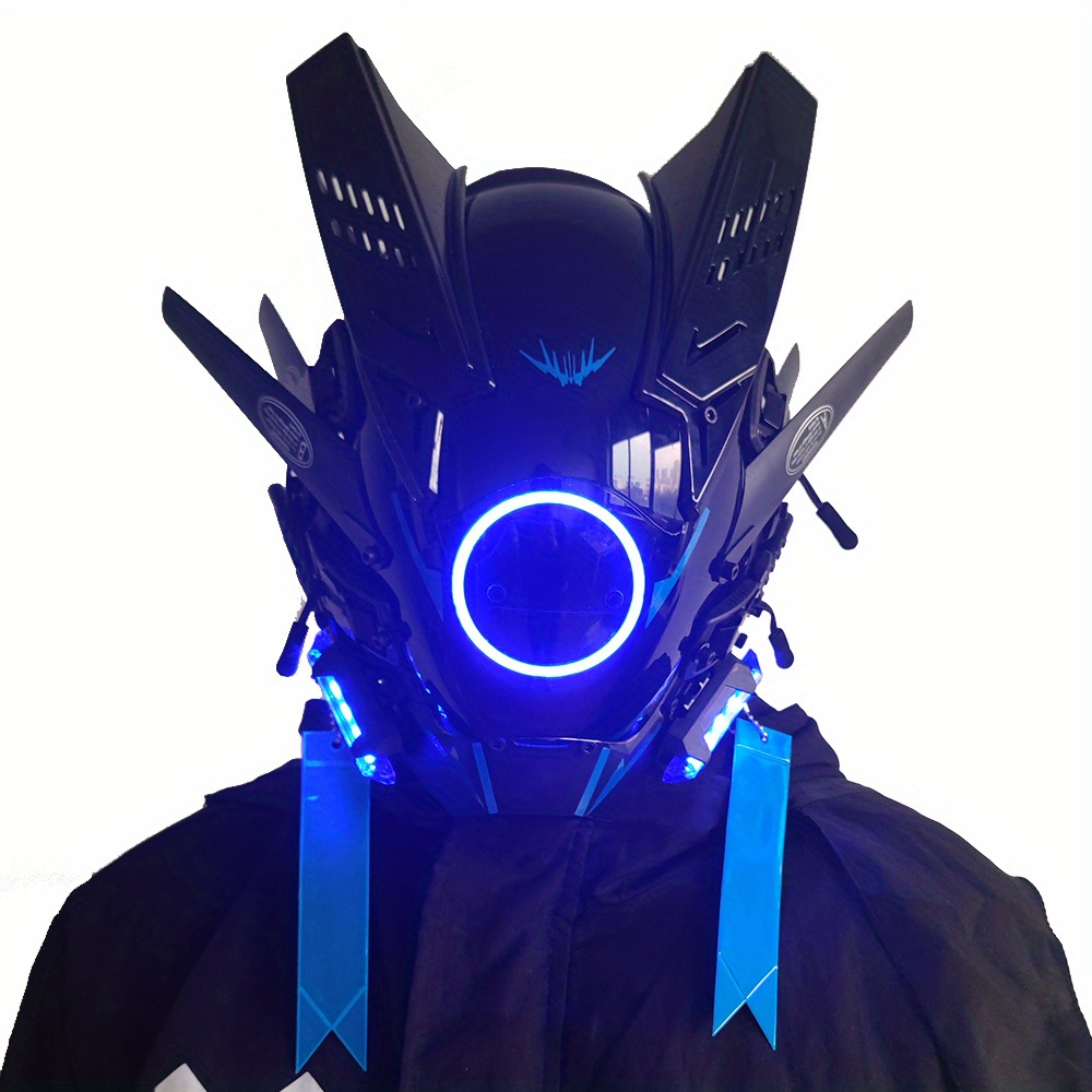 Fashion Cool Punk Style Mask Luminous Light Mask Street Style Cyberpunk Masks for Cosplay, Photography, Halloween Parties,Temu