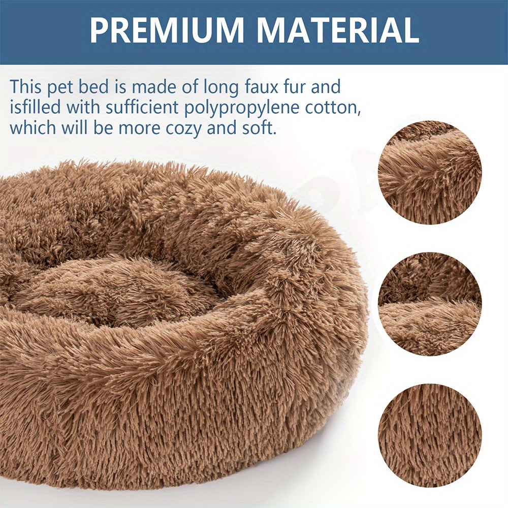 Long Plush Dog Bed Pet Round Bed Anti anxiety Ped Bed Mat - Temu