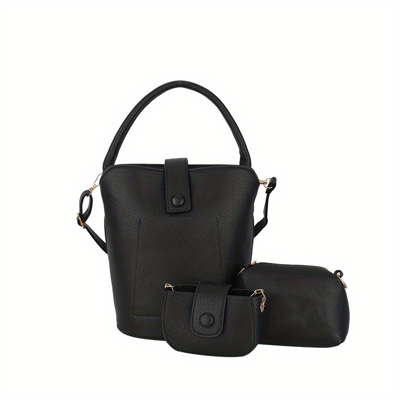 Two Tone PU Leather Durable Shoulder Bag, Magnet Zipper Portable Double Handle Tote Handbag, Large Capacity Shopping Crossbody Bag,Temu