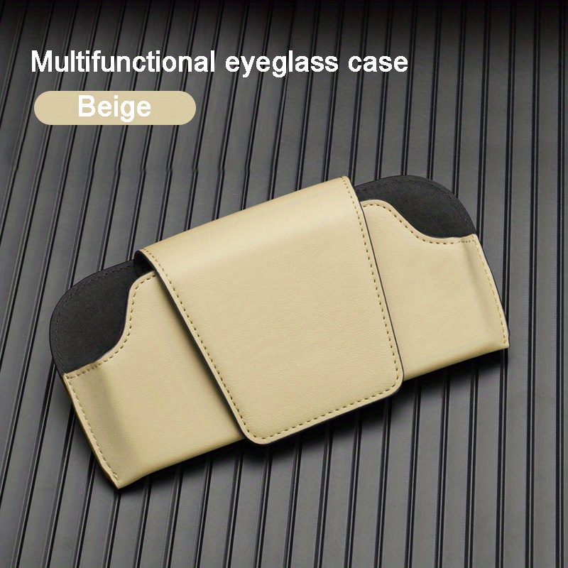 Car Sun Visor Glasses Clip Leather Storage Box