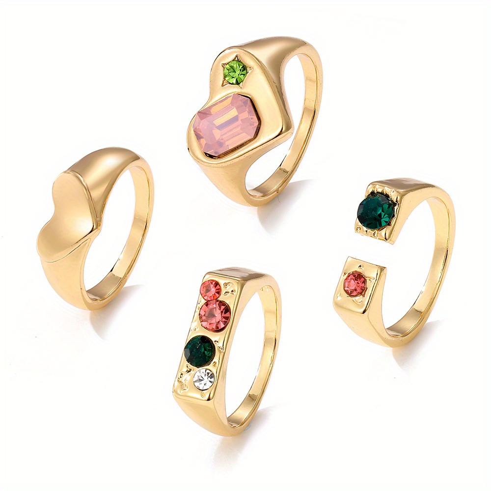 Y2k Rings Gold Rings Set For Women Colorful - Temu