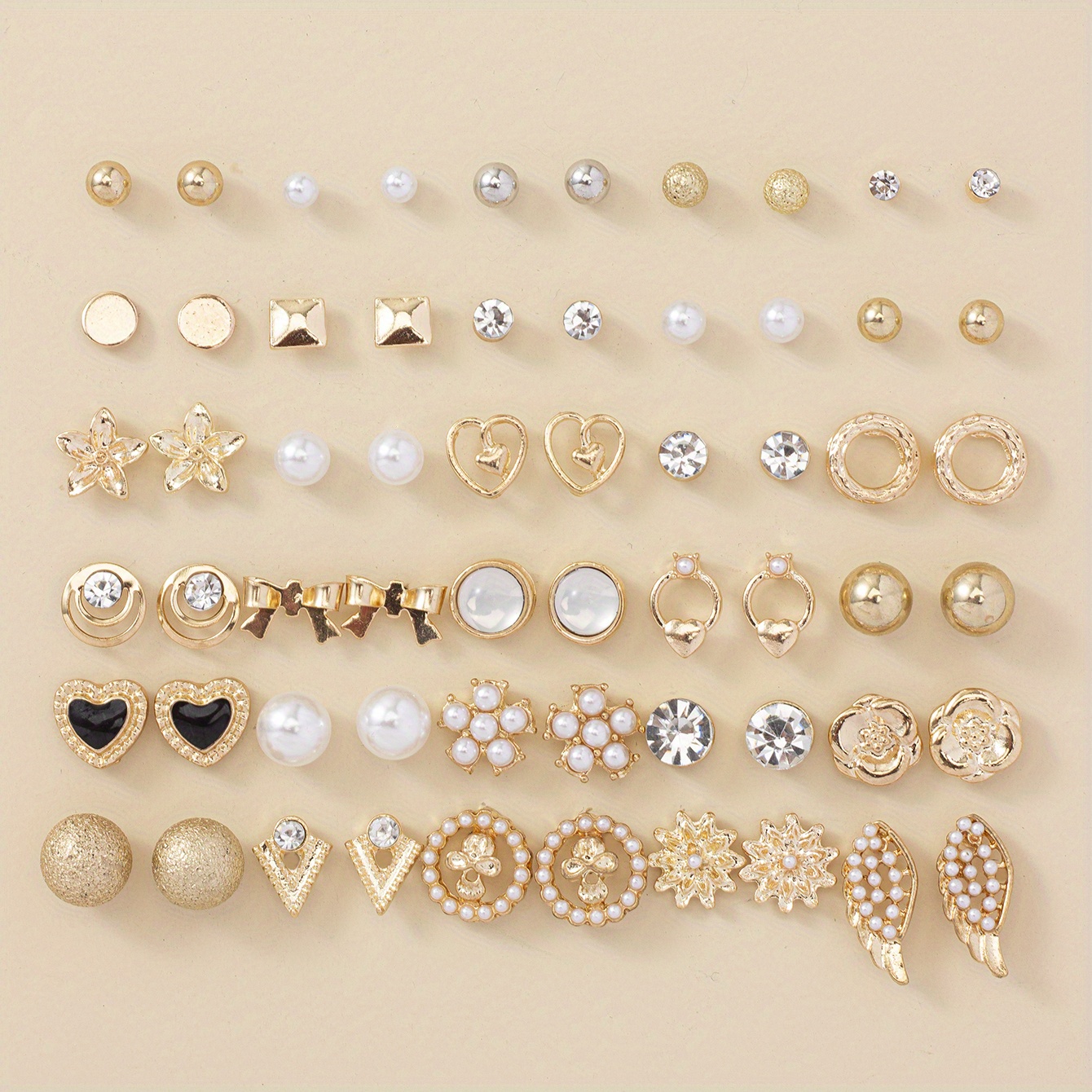 Image of 1 Set Of 30 Pairs Of Heart Women's Gift Holiday Luxury Exquisite Stud Earrings Set