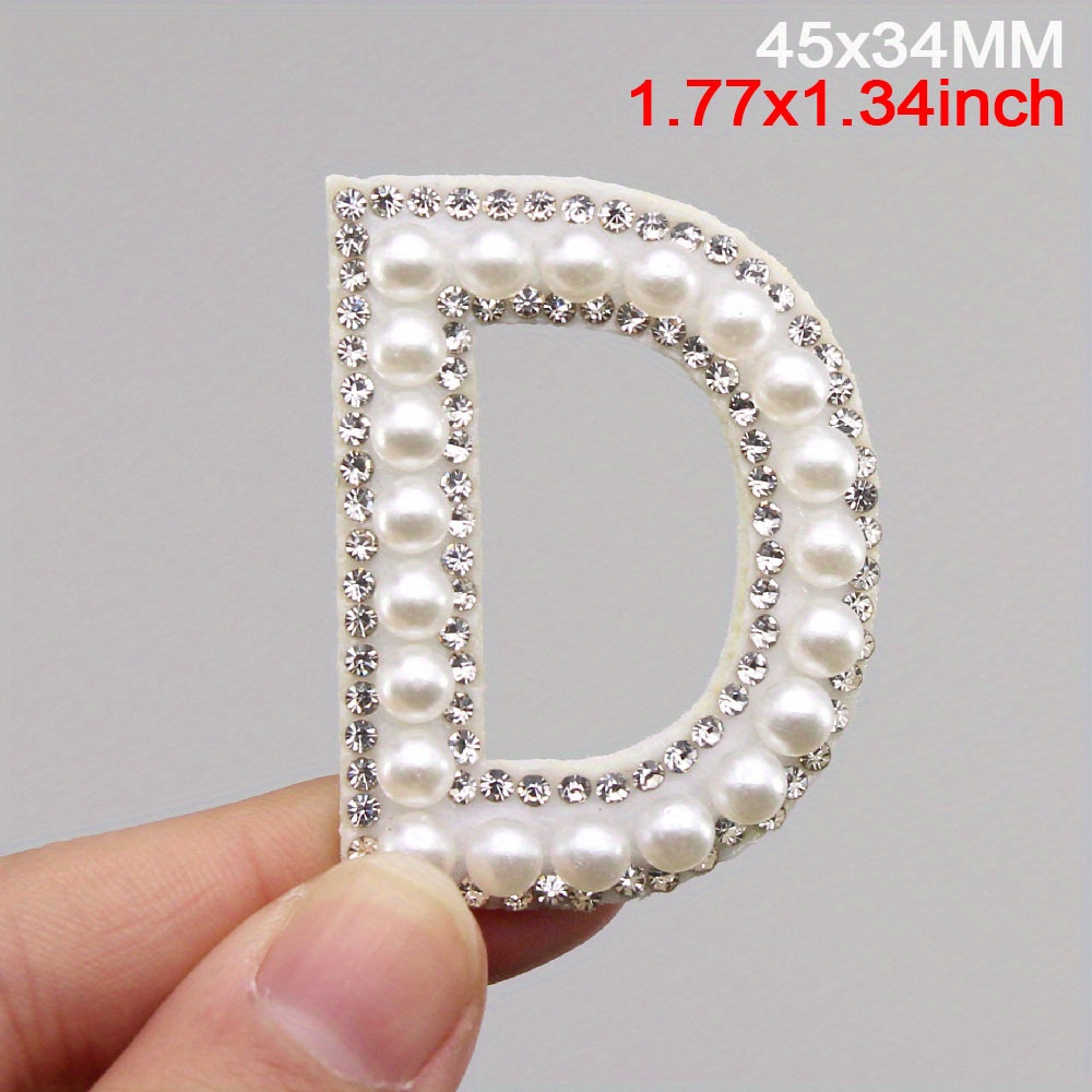 104 Pcs Pearls Rhinestone English Patches A-Z Glitter Pearl Sew  on Patches Iron on Letters for Clothing Alphabet Applique Pearl Beaded  Letter Patches for DIY Crafts Clothes, 4 Styles