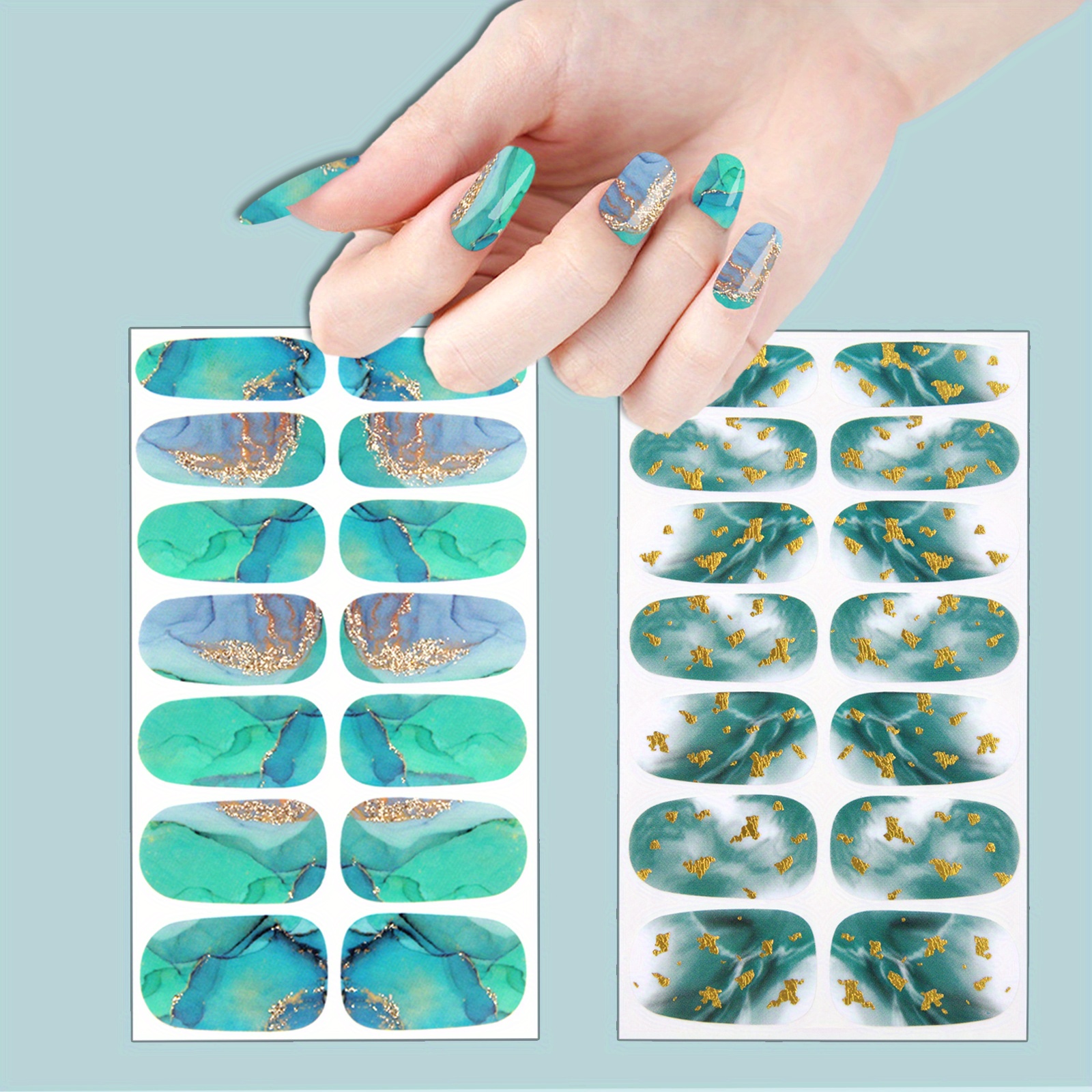2 Sheets Full Cover Nail Stickers for Creative Nail Art