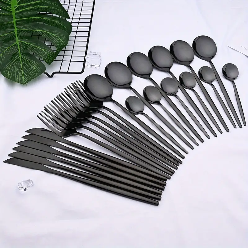 Plastic Cutlery Sets - Black Flatware Sets