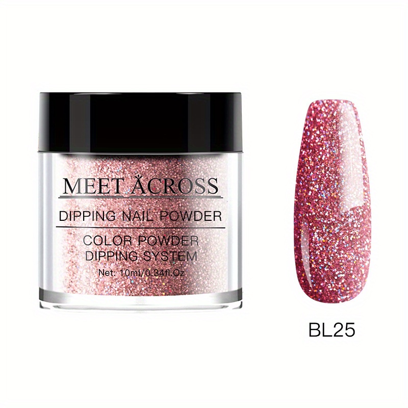 MEET ACROSS Color-Changing Dipping Nail Powder Dust Glitter French