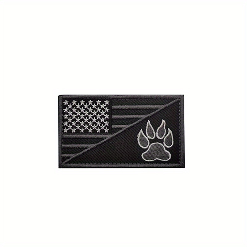 American Flag Embroidered Patch Black White