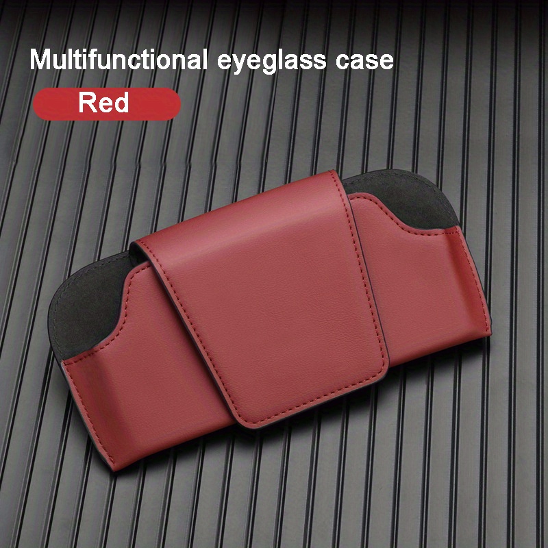 Car Sun Visor Glasses Clip Leather Storage Box