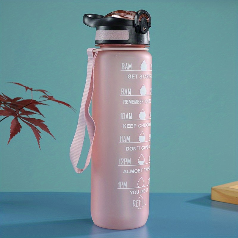 1 Litre Motivational Fitness Sport Water Bottle With Straw - Temu