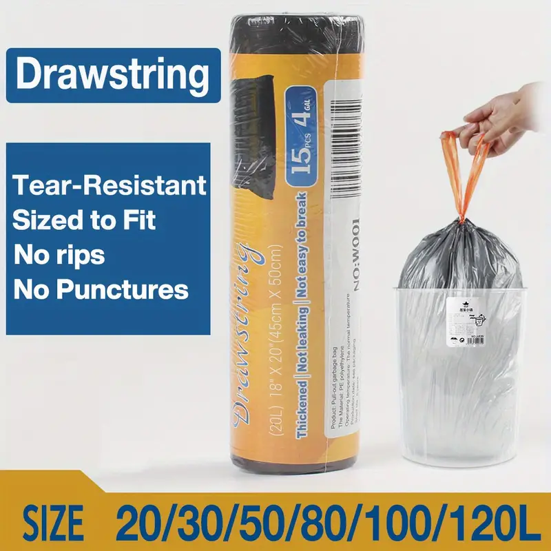 45 Count 4 Gallon Drawstring Trash Bags - Perfect For Bathroom, Bedroom,  Office & More! - Temu