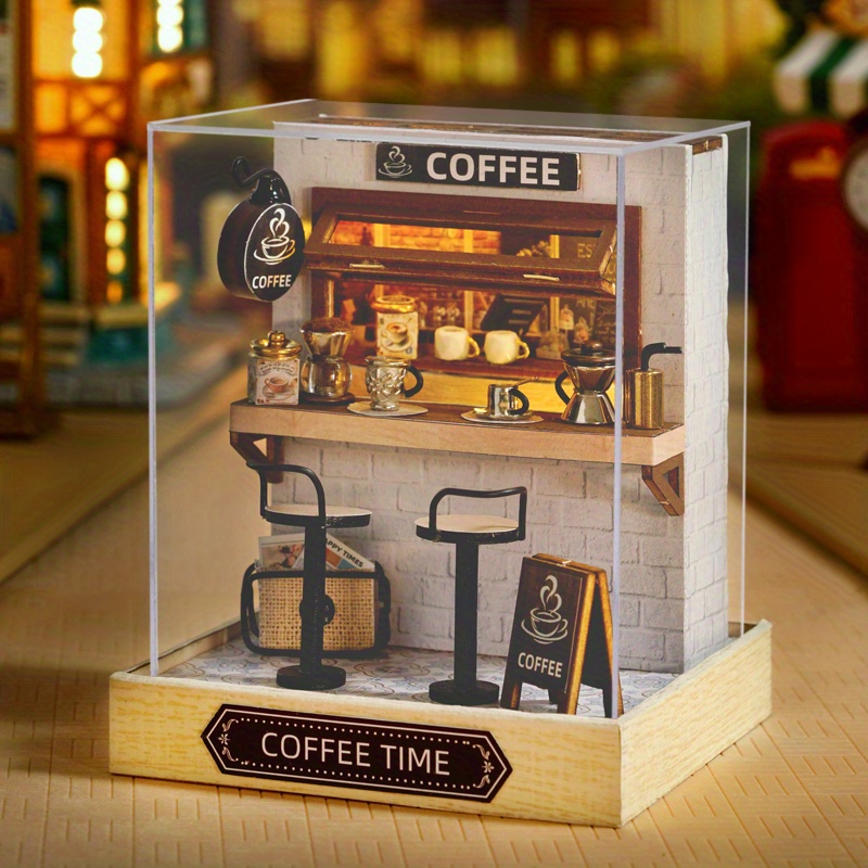 Mini Coffee House Model Kit with Furniture & Decorations