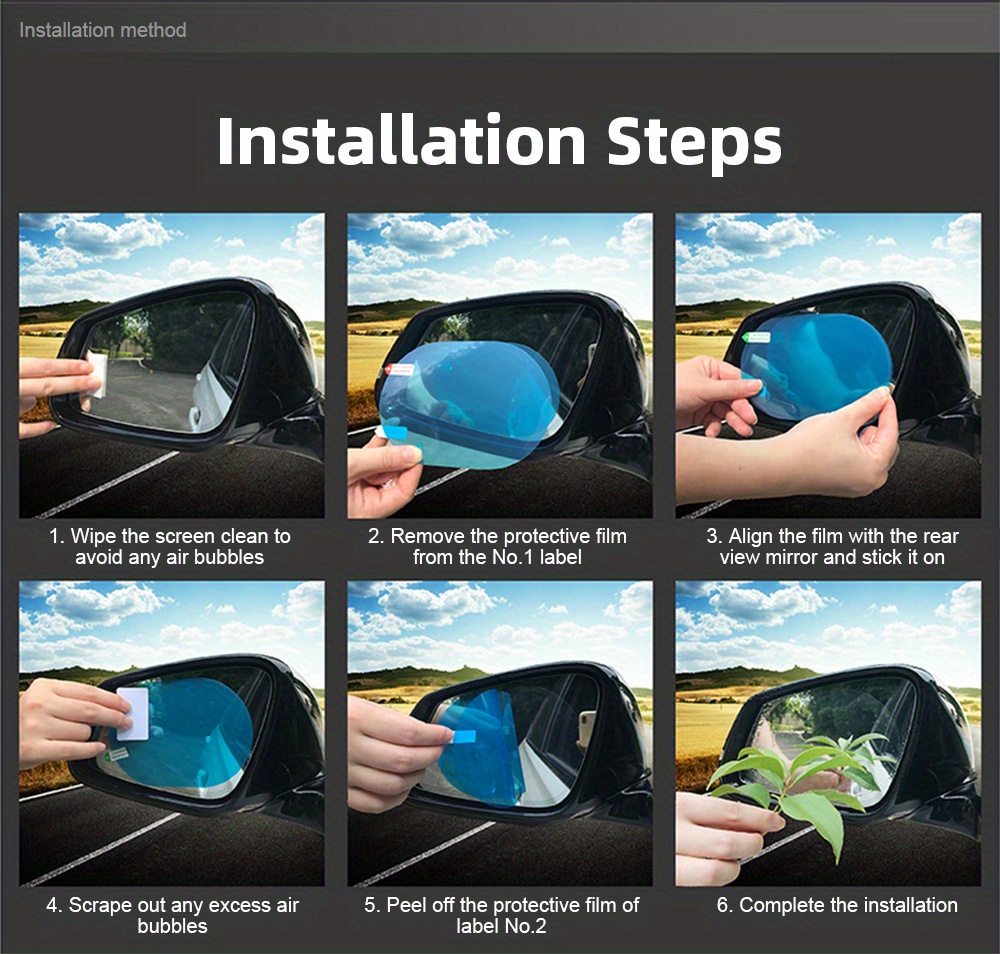 Car Rearview Mirror Rainproof Film Film Reflective Reversing Temu