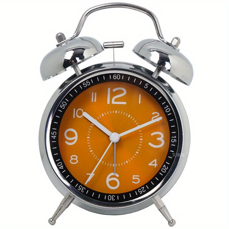  HIZ Reloj despertador analógico creativo de 3 pulgadas, doble  campana, reloj despertador de cuarzo, sin tictac, silencioso, de barrido,  alarma fuerte, funciona con pilas, linda luz nocturna (color beige) : Hogar