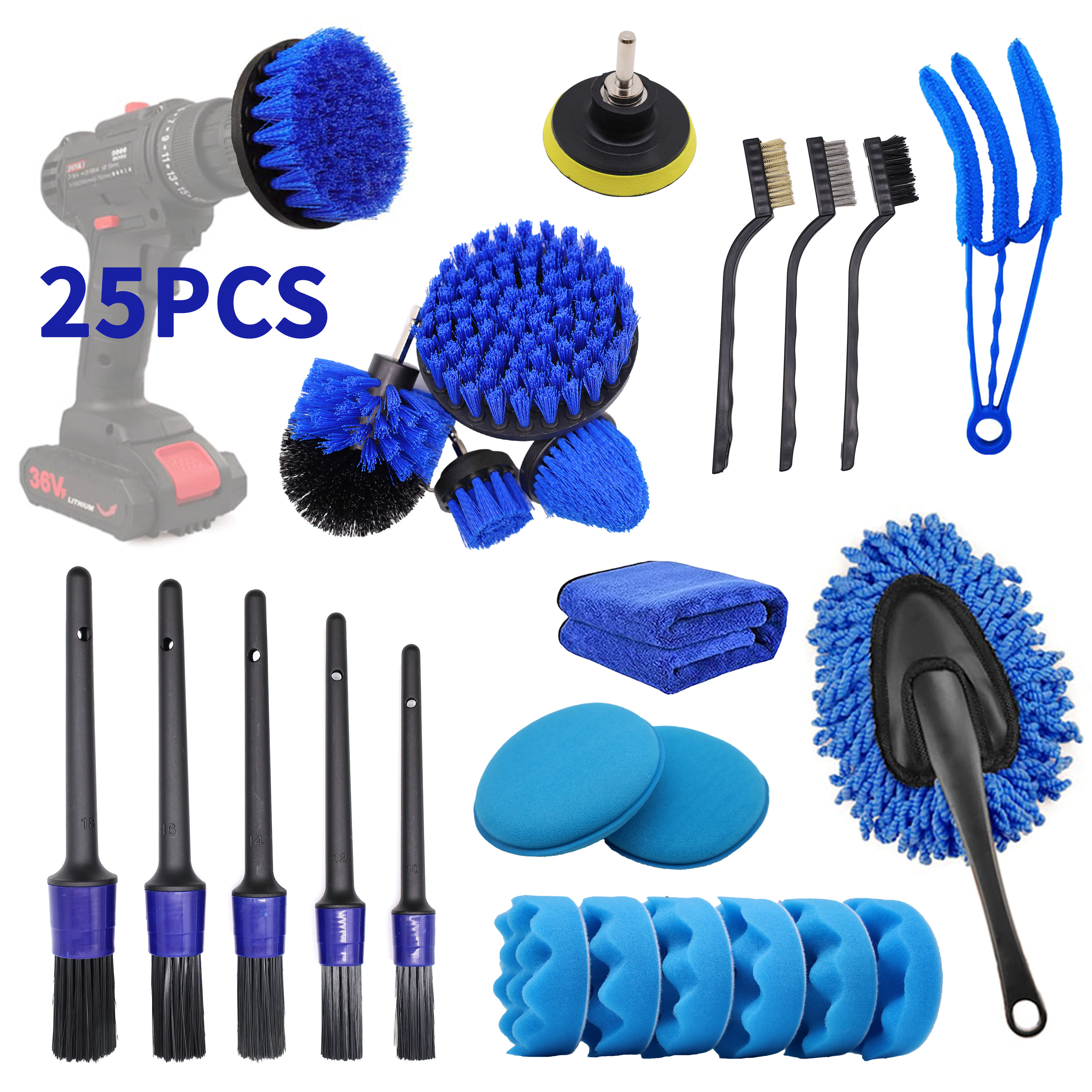 UNTIOR 23Pcs Car Detailing Kit Interior and Exterior Cleaner Professional  Detailing Brush Set Reusable Car Cleaning Brush Tools - AliExpress