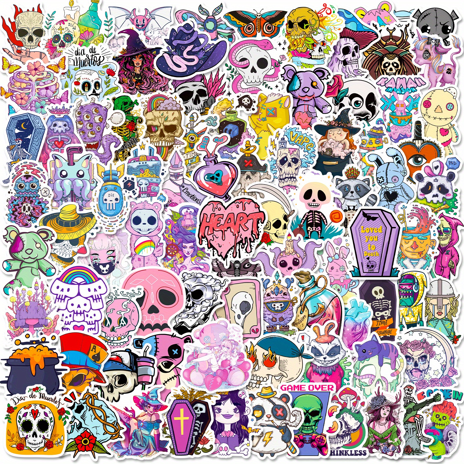 New Gothic Stickers, Cool Colorful Gothic Witch Stickers Waterproof ...