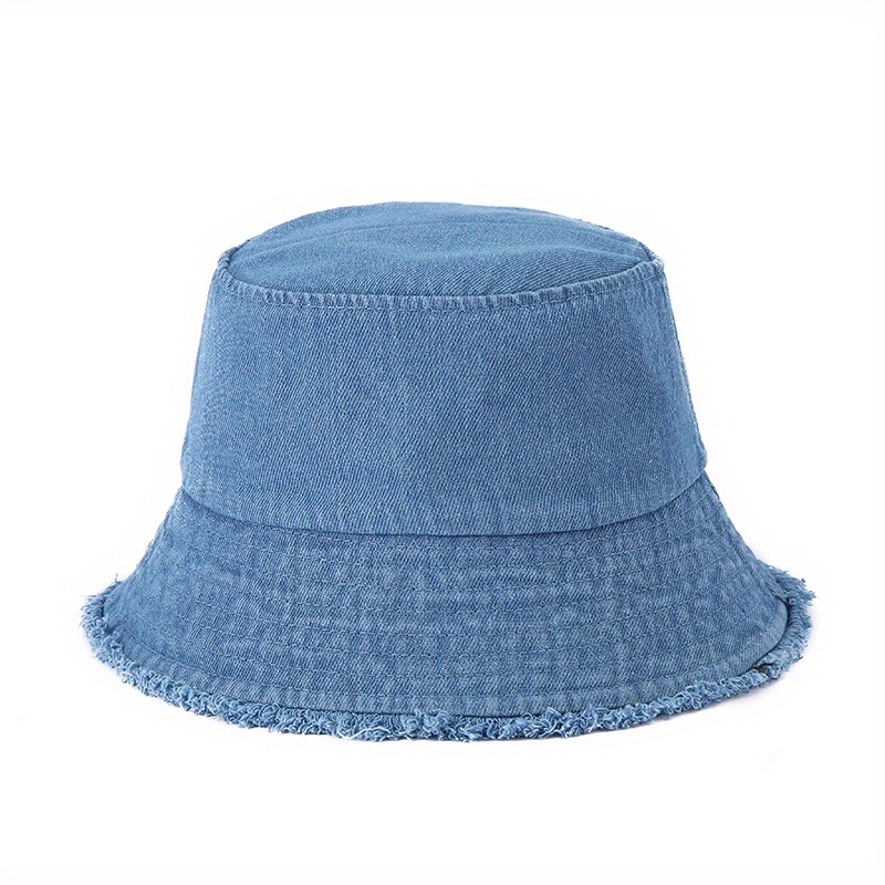Clásico Sombrero De Cubo De Mezclilla Azul Sombrero De Pescador Casual  Lavado Y Desgastado De Moda Sombrero De Pesca Transpirable Para Mujeres