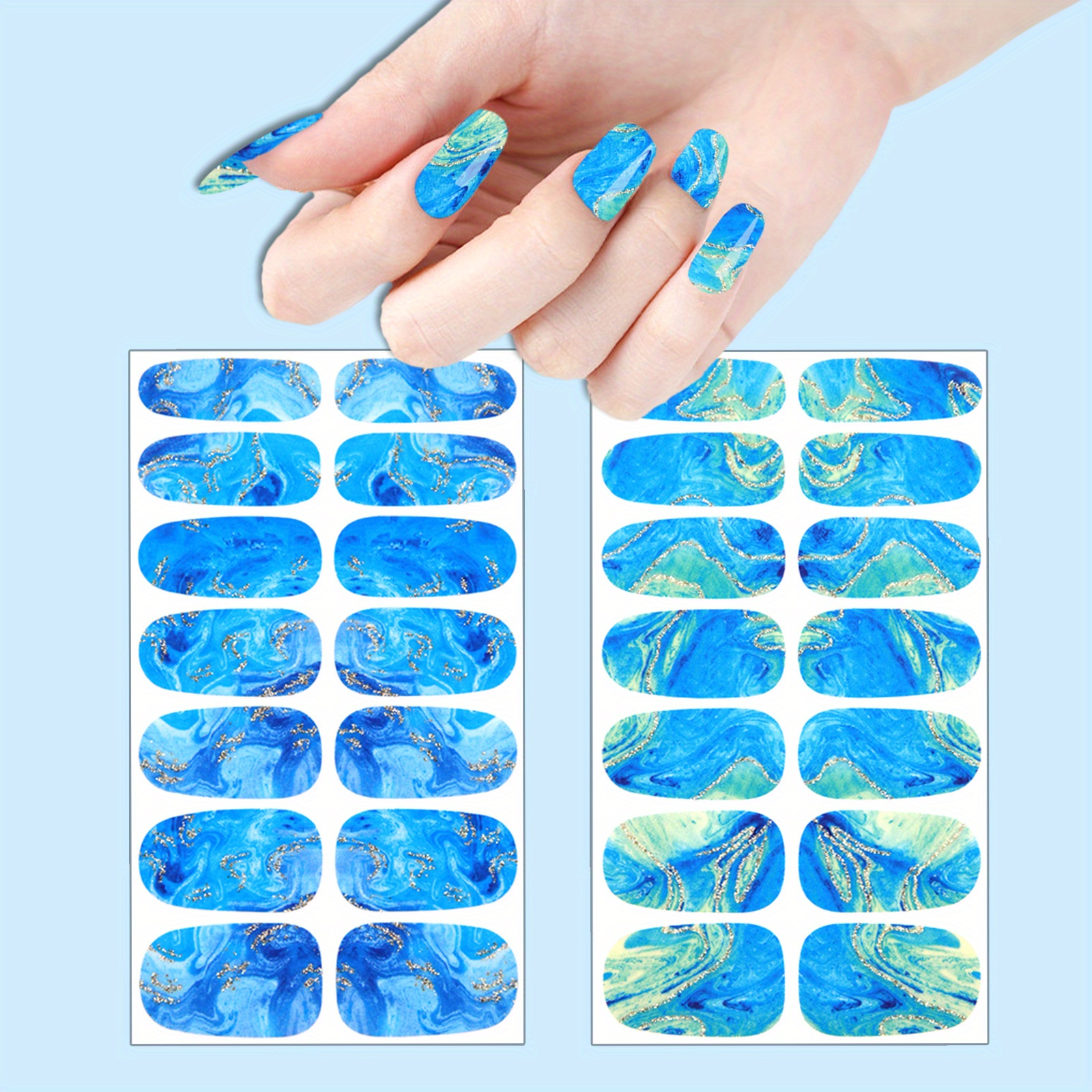 2 Sheets Full Cover Nail Stickers for Creative Nail Art