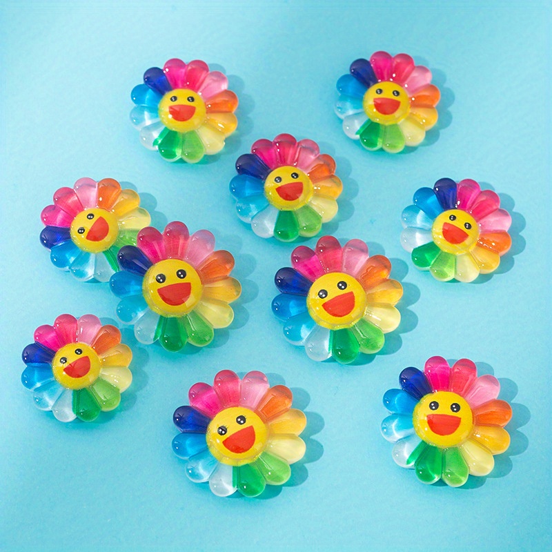 10Pcs Cartoon Cute Flower Resin Charms for Jewelry Making Crafts