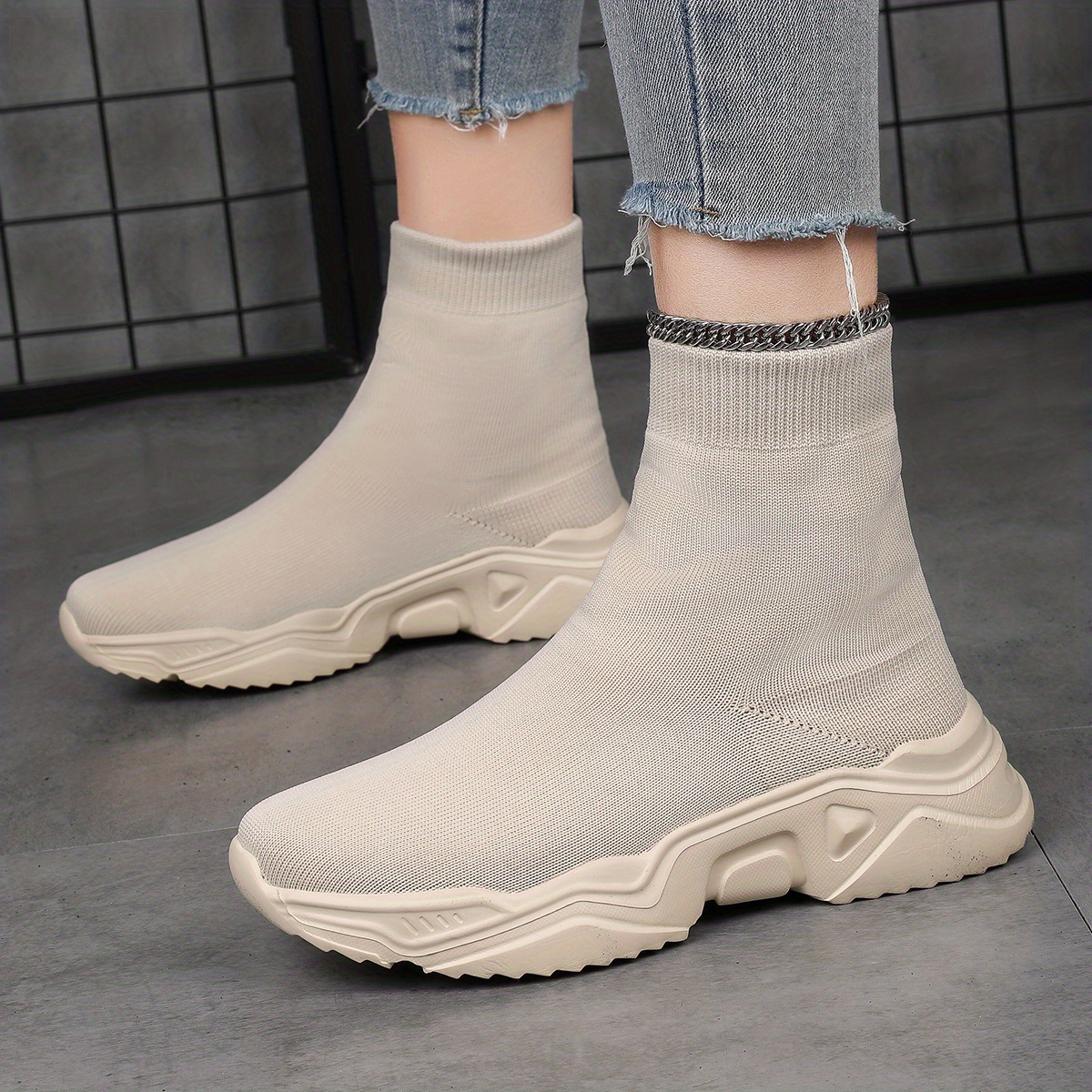 Women's High Top Breathable Sneakers Lightweight Slip On Shoes