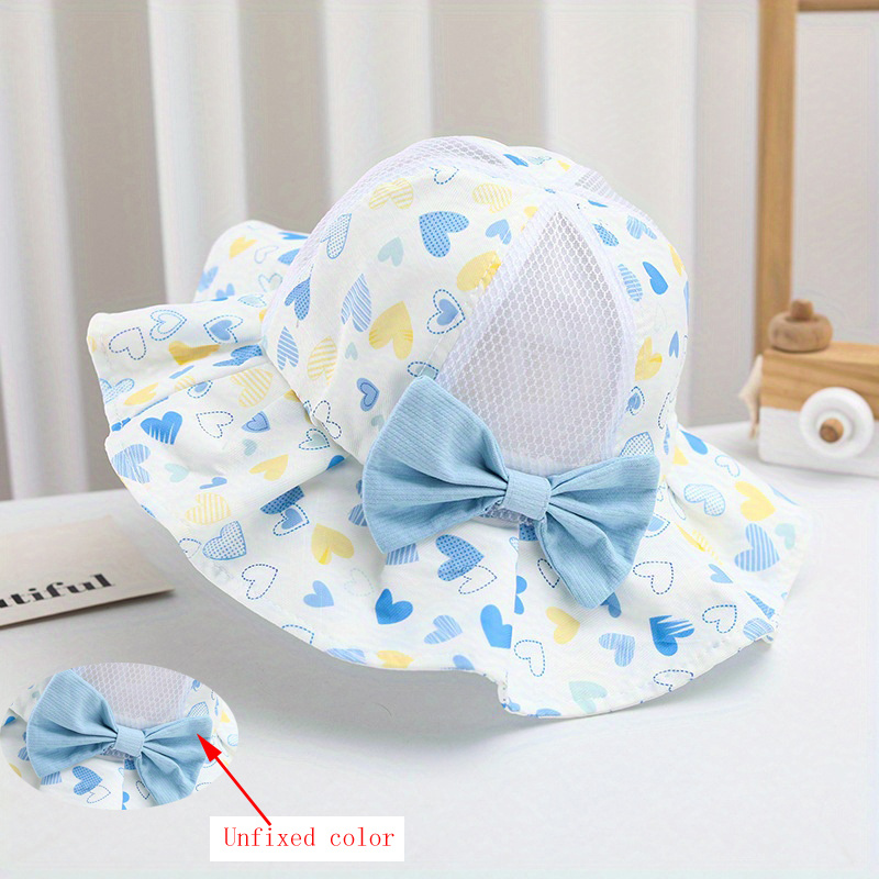 Summer Sun Hat Baby Bow Mesh Fisherman's Hat Sweet And Cute Big Eave ...