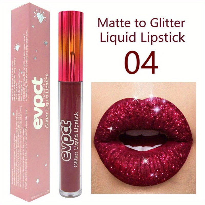 Batons Líquidos Glitter Diamond Matte Long Lasting Velvet Lip