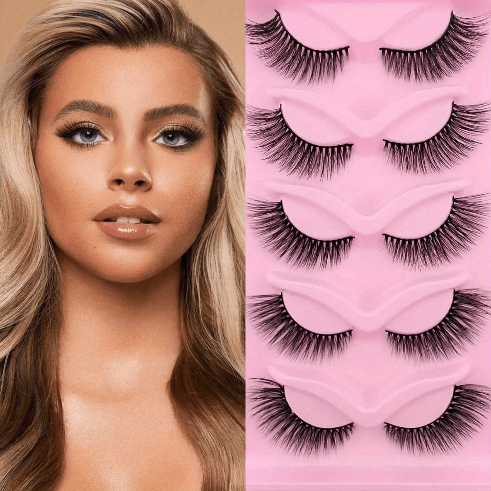 Cat Eye Lashes Fluffy Cluster Faux Mink False Eyelashes Temu