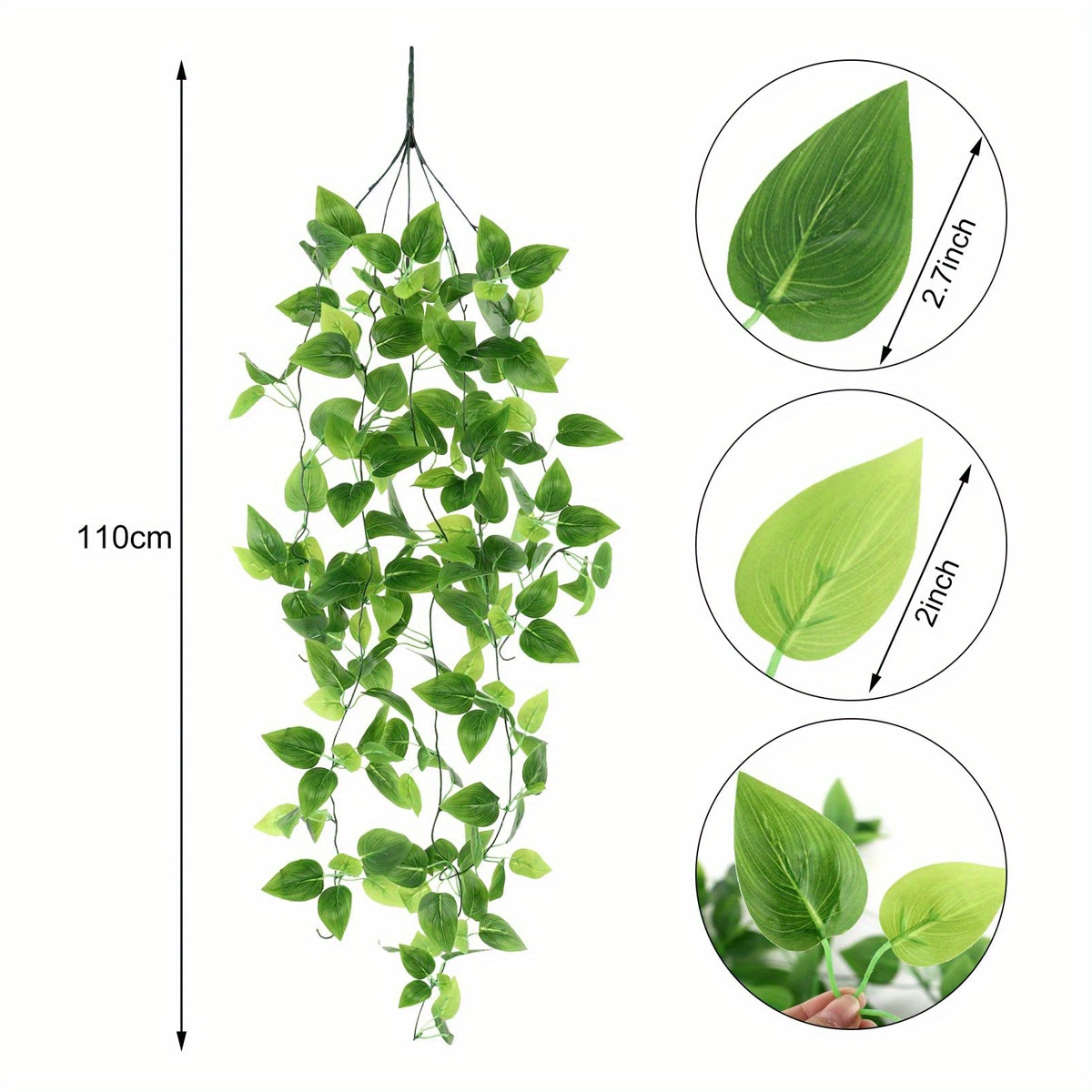 CEWOR 2pcs Fake Hanging Plants 3.6ft Fake Ivy Vine Artificial Ivy Leaves for Wedding Wall House Room Patio Indoor Outdoor Home Shelf Office Decor