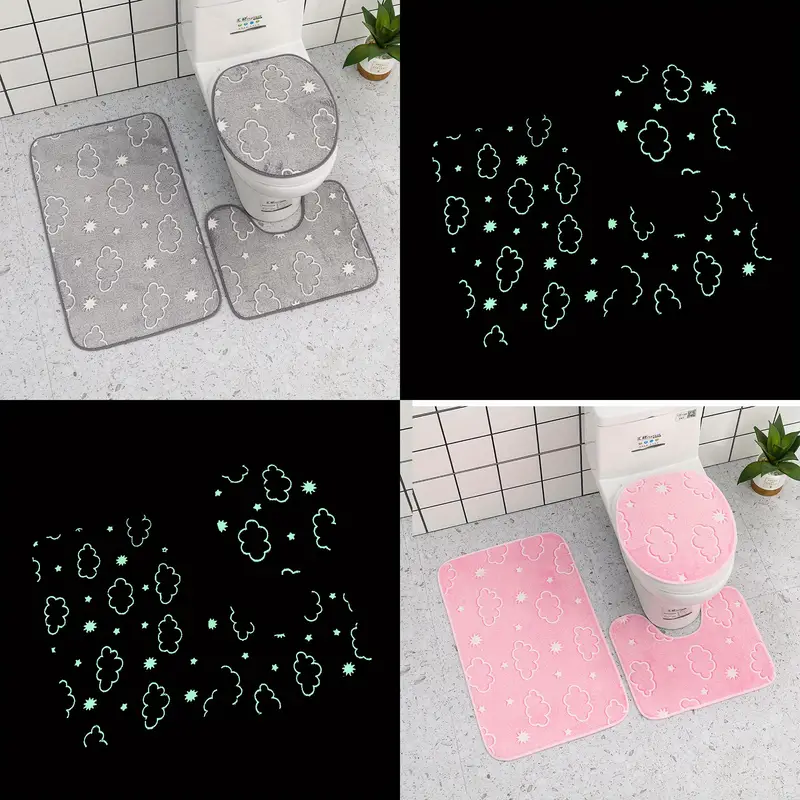 Glow In The Dark Bath Mat Set Non slip Bathroom Rugs And - Temu