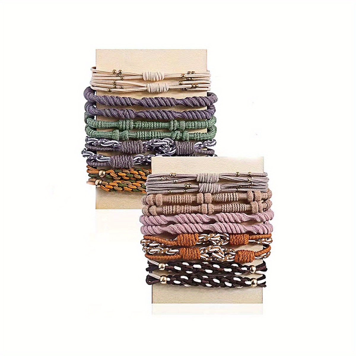 Image of 20pcs Boho Hair Ties For Women Braided Hair Rope Bracelet For Thick Hair Seamless Ponytail Holder Hair Accessories For Women