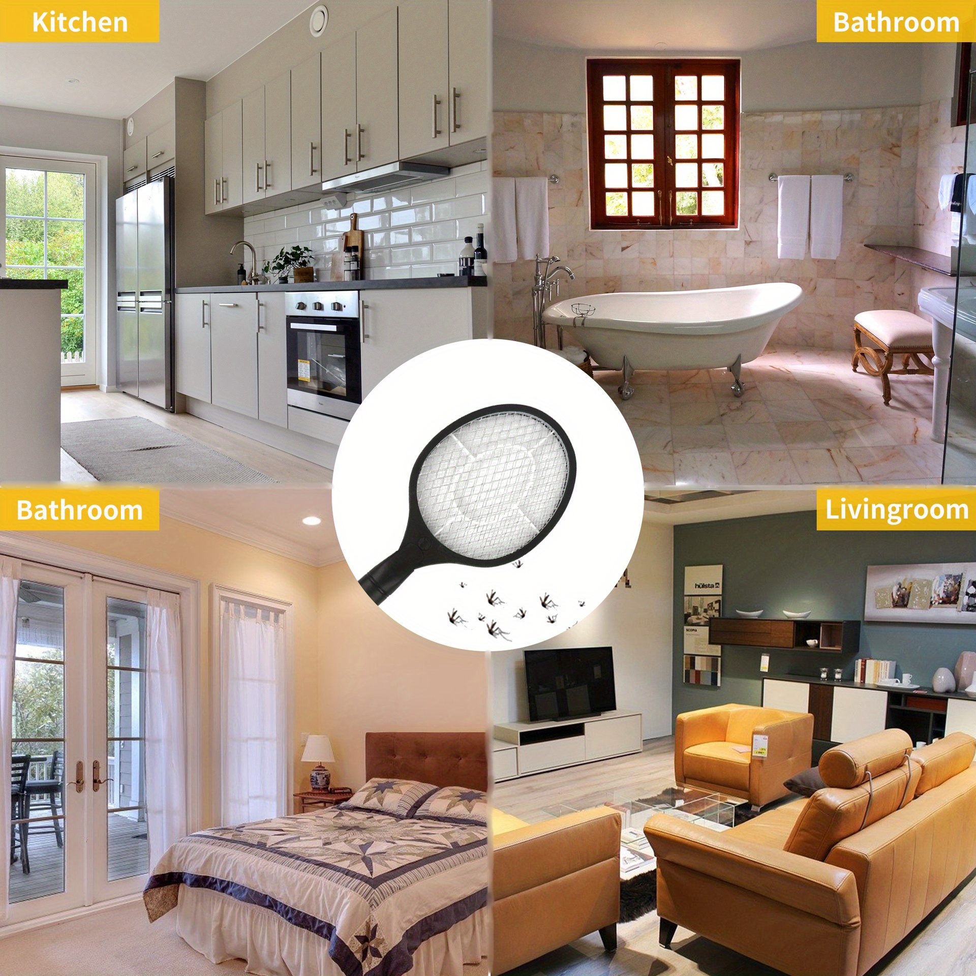 1pc Battery Operated Electric Mosquito Killer Racket Indoor And Outdoor Fly Trap And Bug Zapper