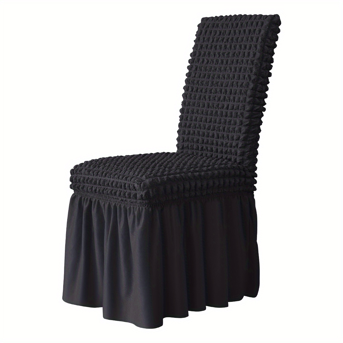 Image of 1pc Elegant Bubble Grid Slipcover For Dining Chairs - Perfect For Weddings, Dining Rooms, Offices, Banquets, And Home Decor