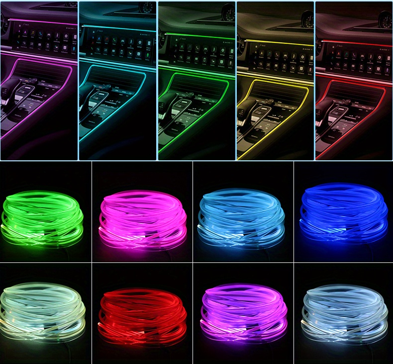 300cm 118inch Striscia LED Per Auto Al Neon RGB Kit Di Illuminazione LED  USB Ambientale Con Fibra Ottica Per Accessori Interni Per Auto Console