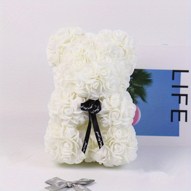  rose bearAA Gifts for Girlfriends, Gifts for Mothers,  Valentines Day Gifts, Gifts for Weddings, Mothers Day, Christmas,  Birthdays, Imitation Flowers & Eternal Flower Box Gifts (milkwhite) : Home  & Kitchen