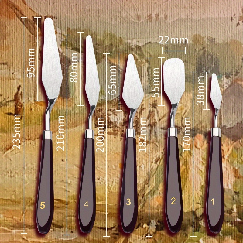 5pc Artist Spatula Palette Knife Set, Apply Oil Acrylic Art Paint