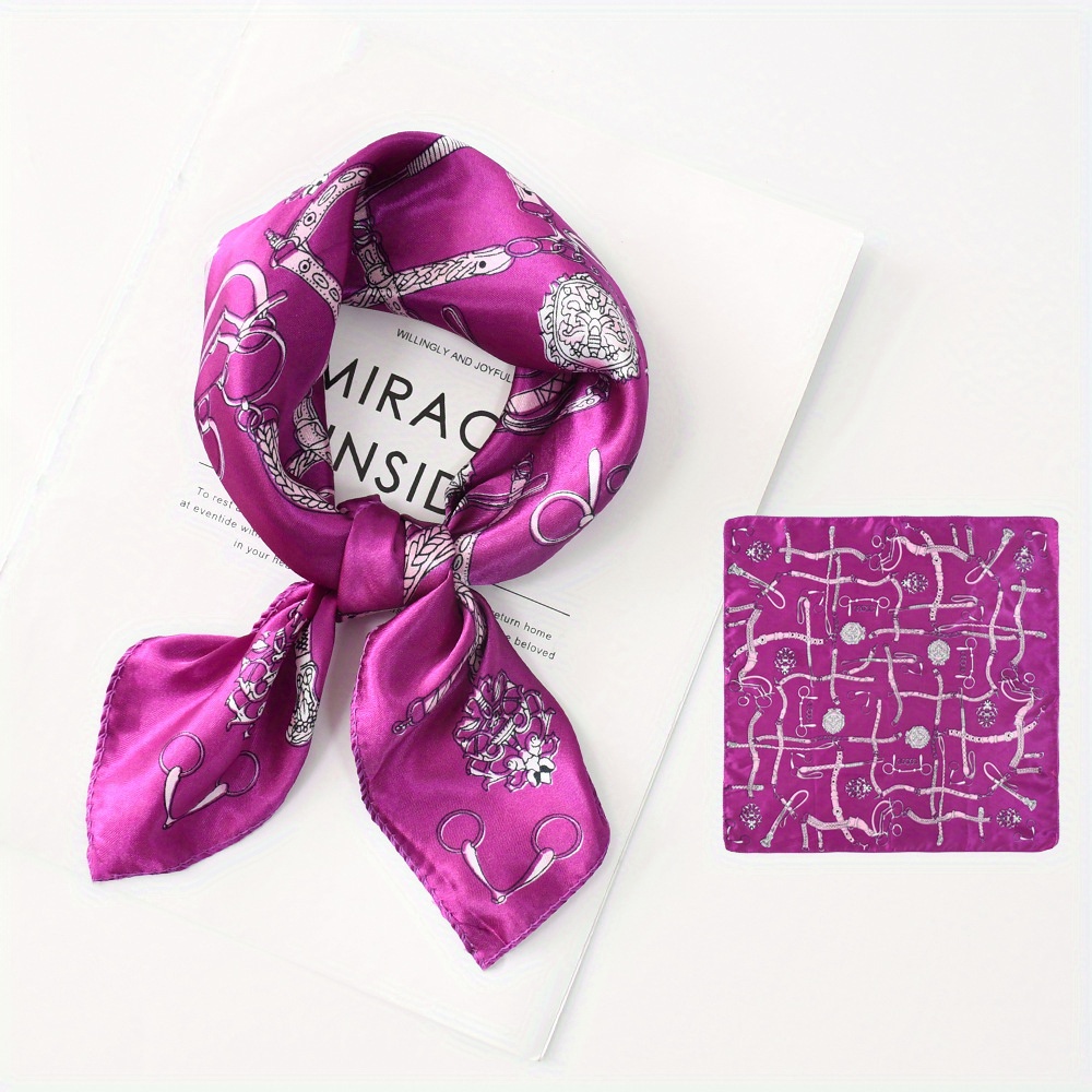 Flower Print Neckerchief Classic Shawl Silk Square Scarf Vintage Head Wrap